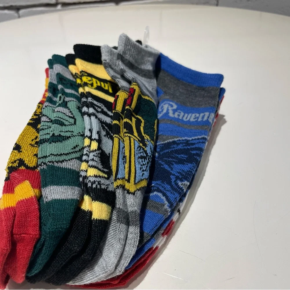 Harry Potter 6 Pack of Low Cut Socks with all Four Houses Shoe Size 4-10